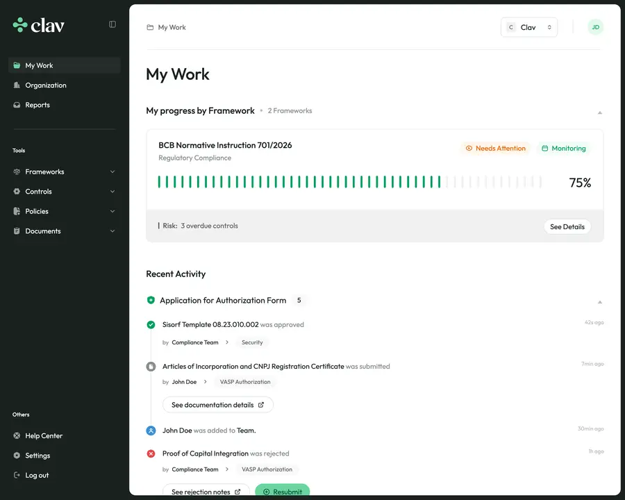 Clav Dashboard Preview