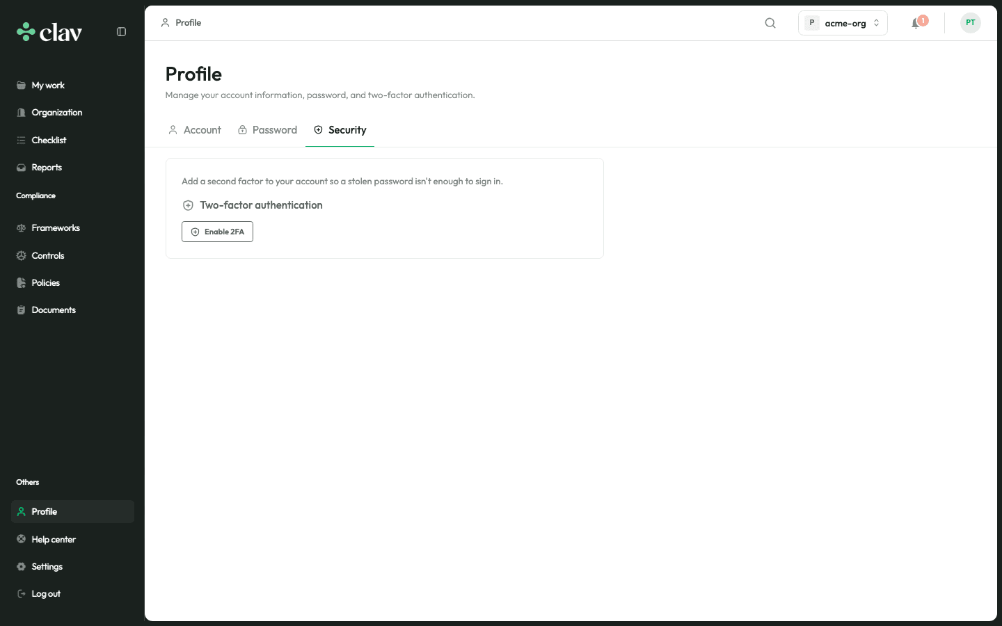 Open your profile security settings
